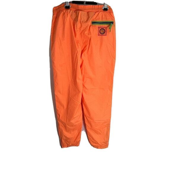 Vintage 80's Windbreaker Pants Neon Peach Nylon Size Small Zipper Cuffs Elastic - Picture 2 of 16